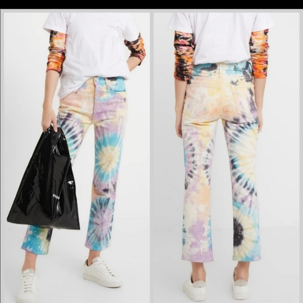 Mother Tripper Flare Tie & Dye multicolored jeans